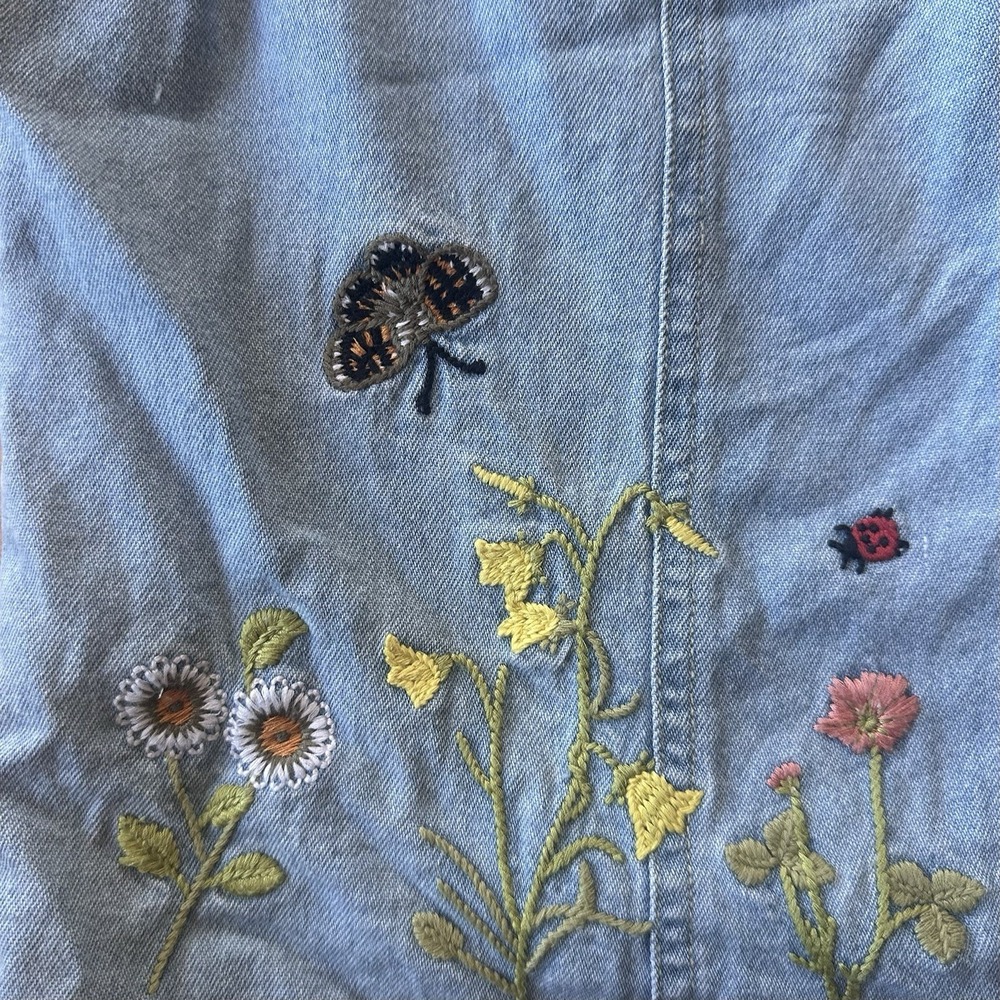 Vintage Cedar Creek Denim Embroidered Vest Women's Size Small Cottagecore 90s - Picture 6 of 9